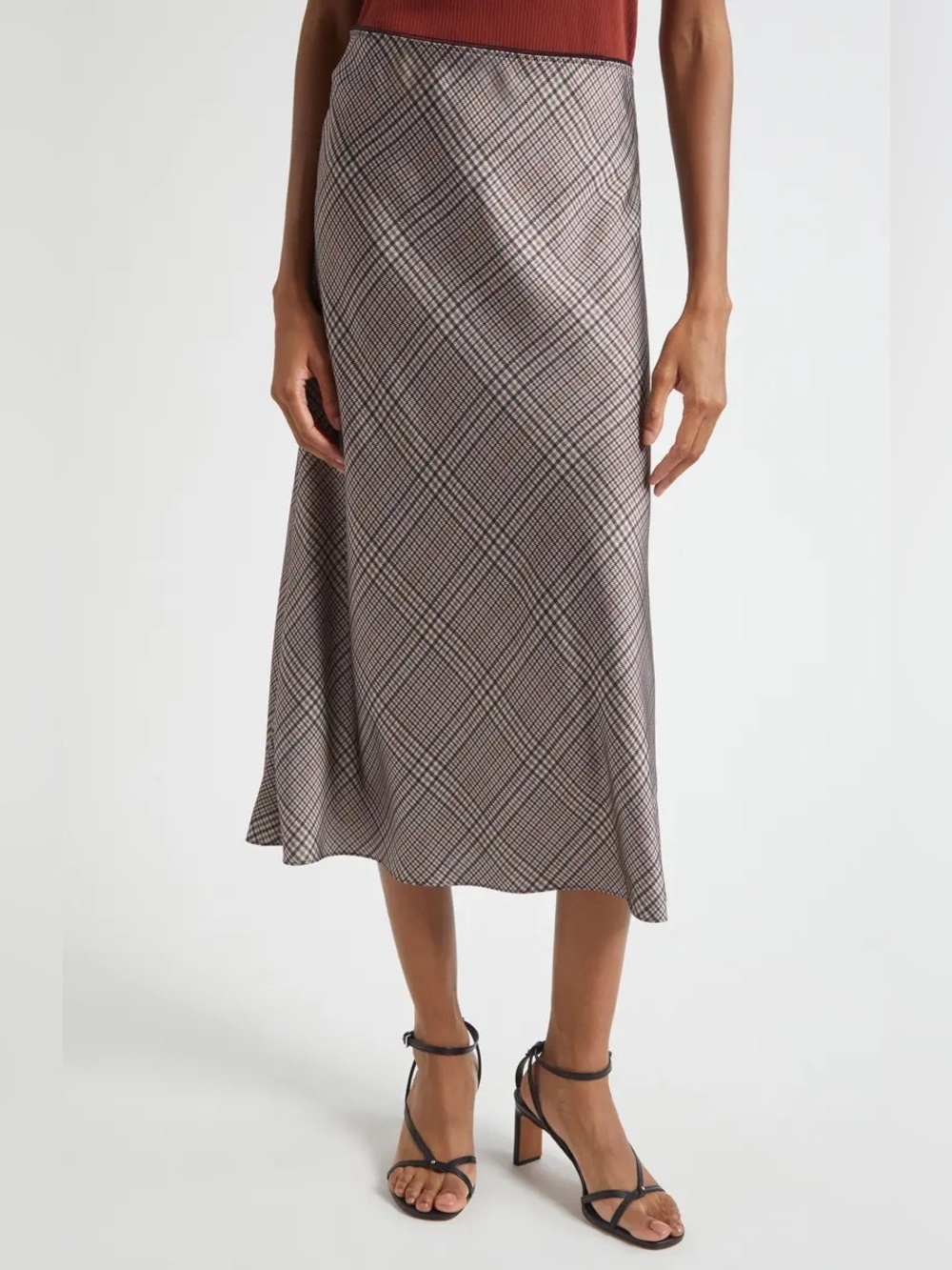 Vince Pressed Plaid Satin Slip Skirt from Nordstrom - Picture 5 of 14